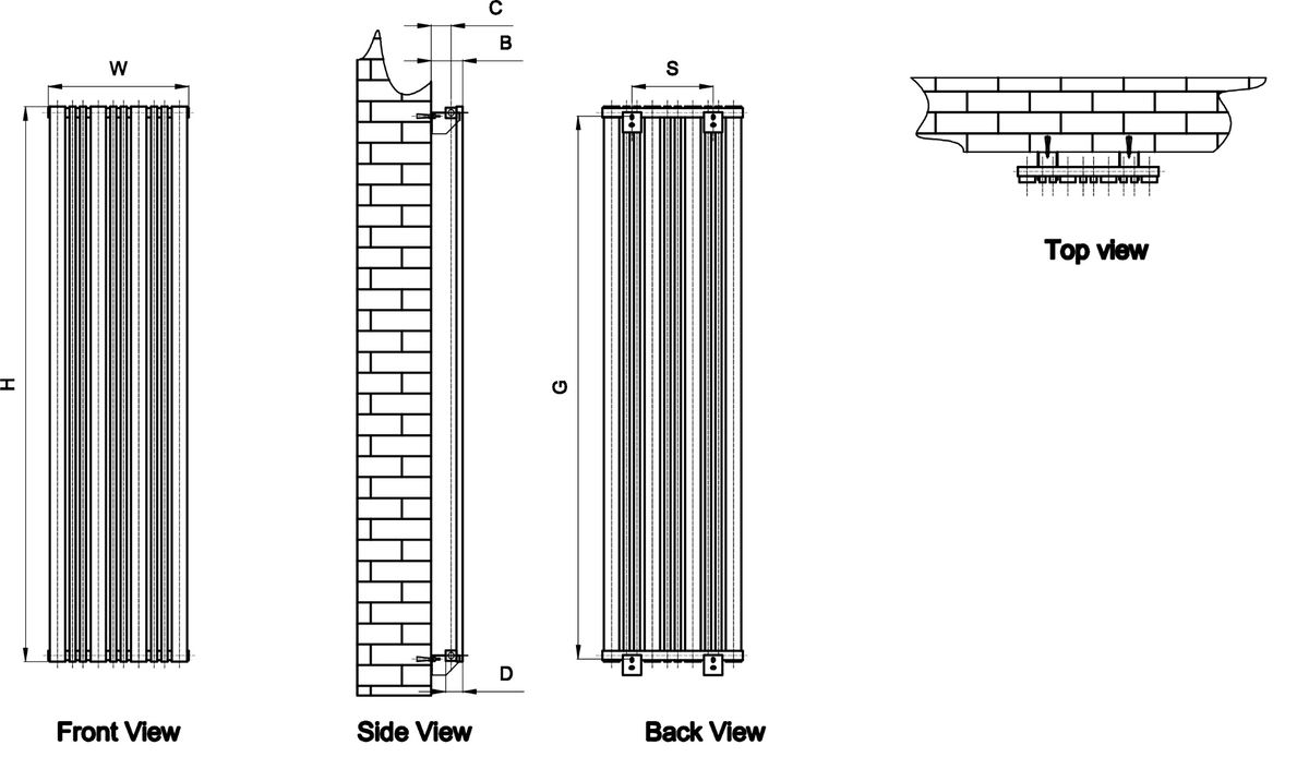 Reina Bonera Vertical technical drawing