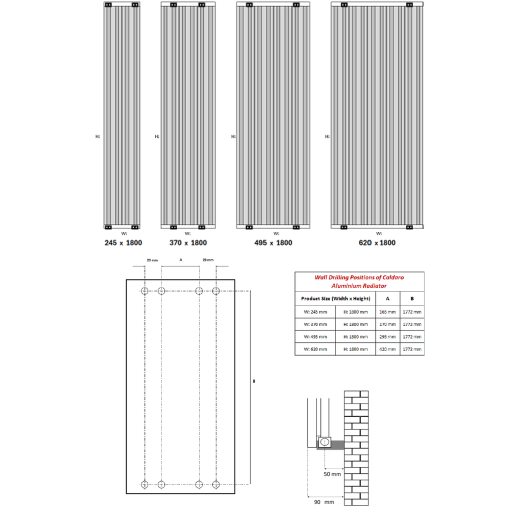 Reina Caldaro Vertical technical drawing