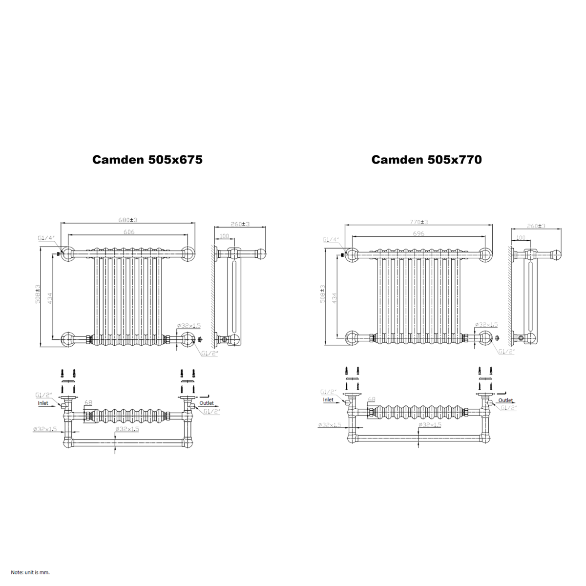 Reina Camden technical drawing