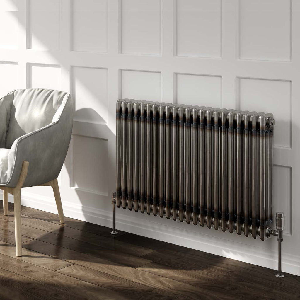 Reina Colona Horizontal Raw Steel Lacquer radiator room setting