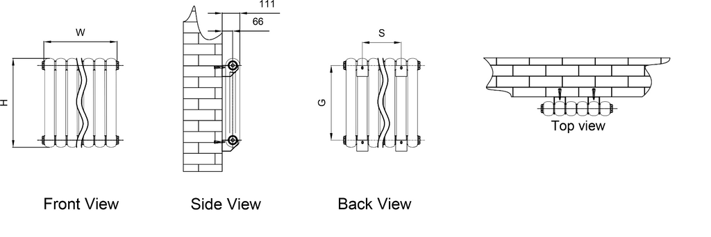 Reina Coneva Horizontal technical drawing