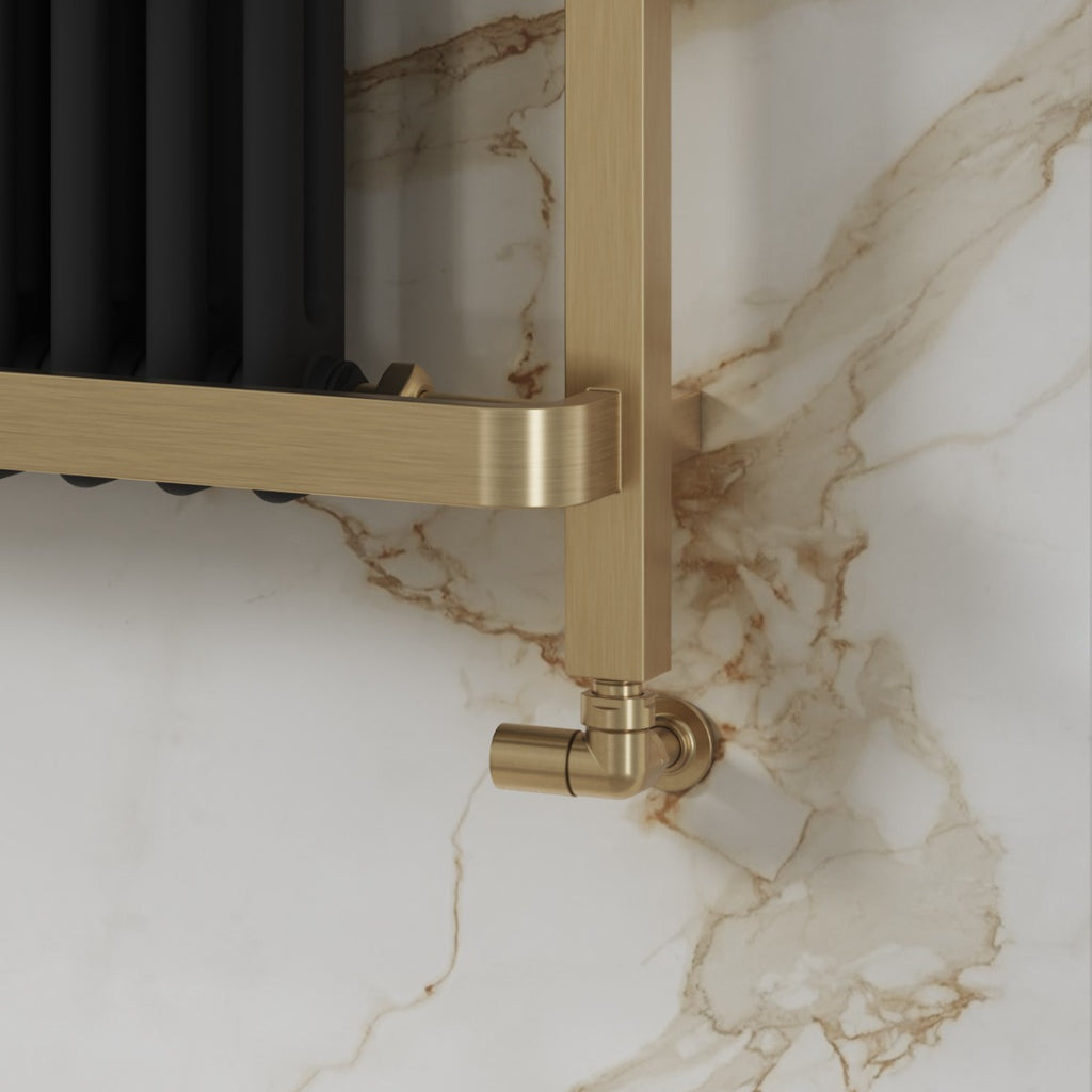 Reina Crova Corner Valves radiator room setting