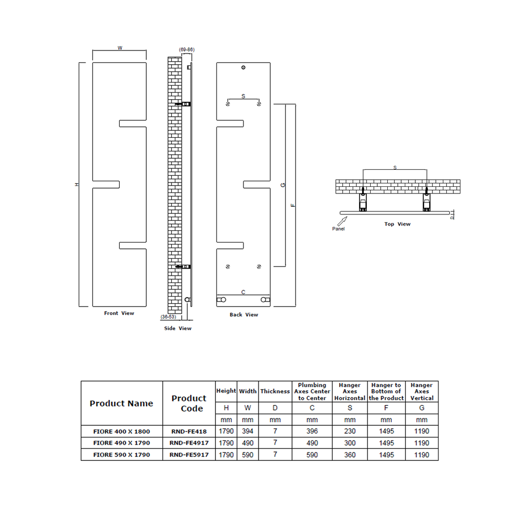 Reina Fiore technical drawing