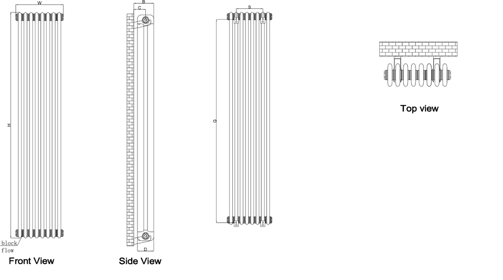 Reina Hedingham Vertical technical drawing