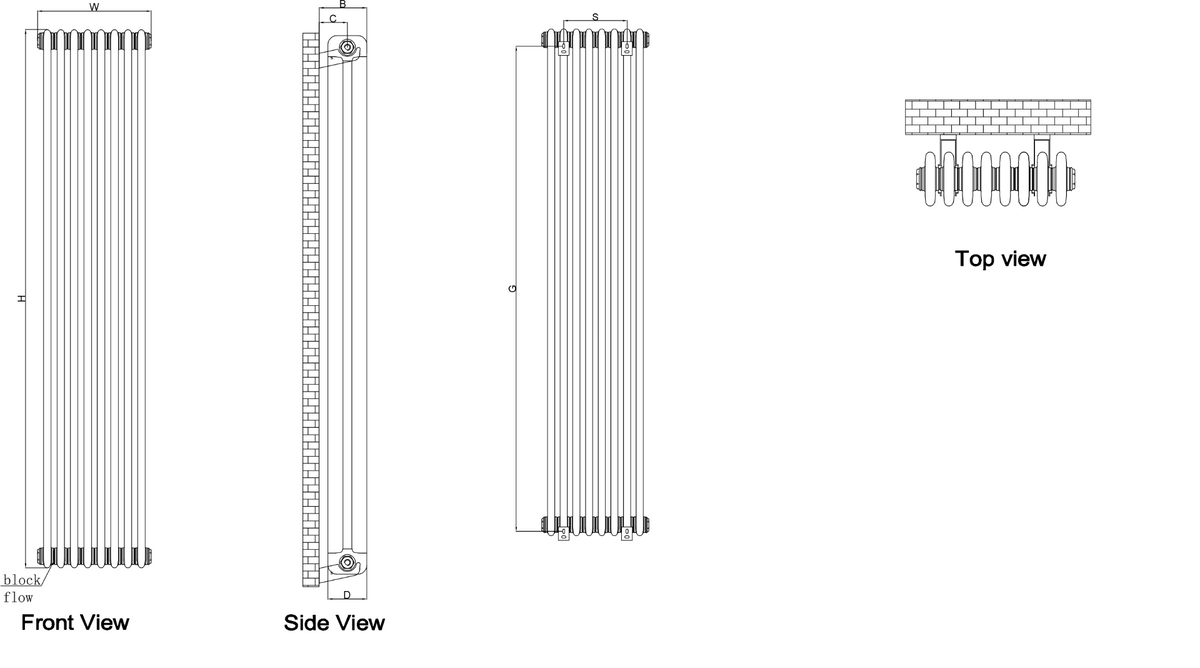 Reina Hedingham Vertical technical drawing