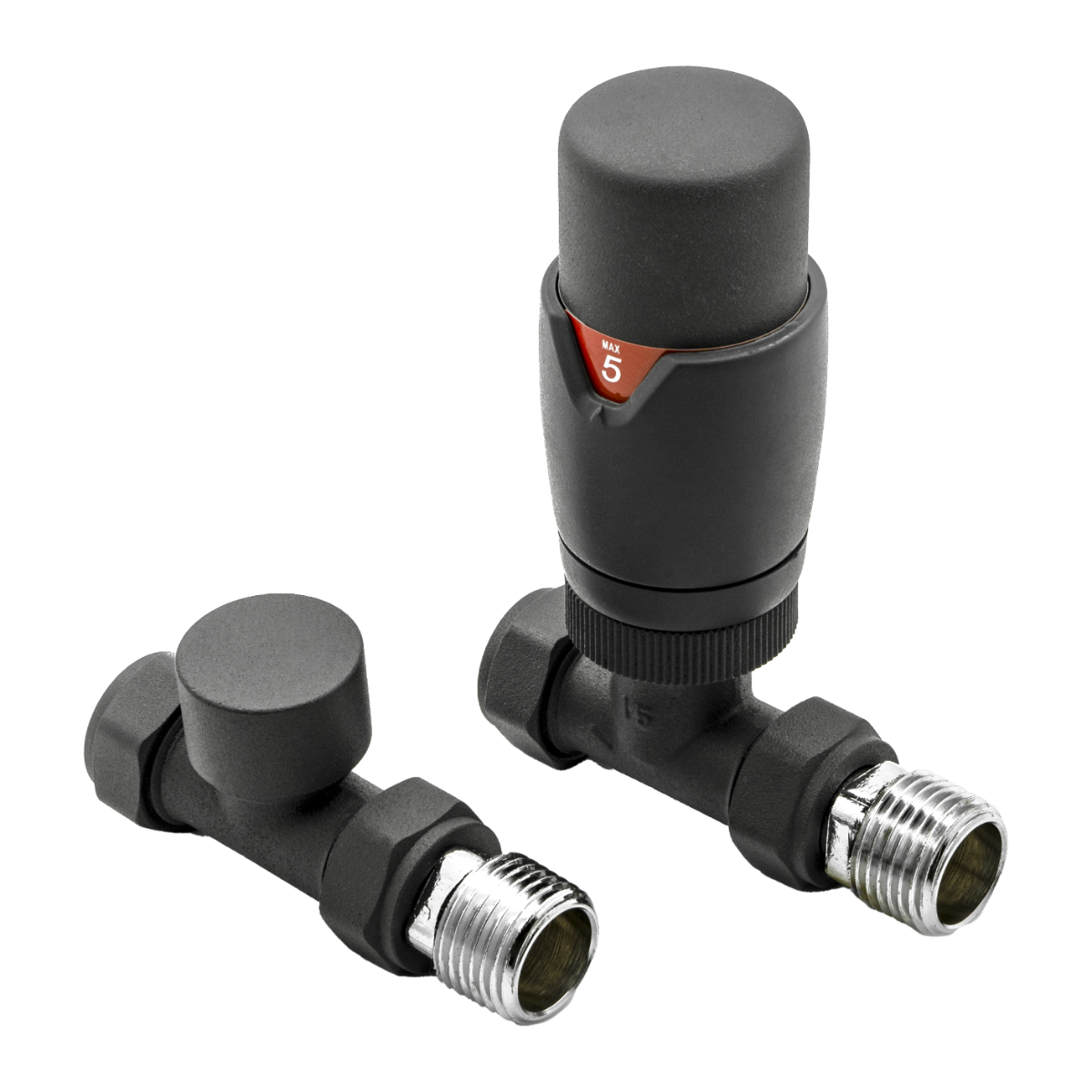 Reina Modal TRV Straight Valves Anthracite