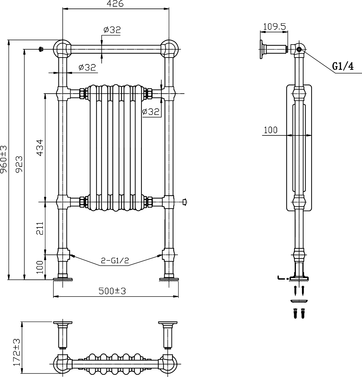 Reina Oxford technical drawing