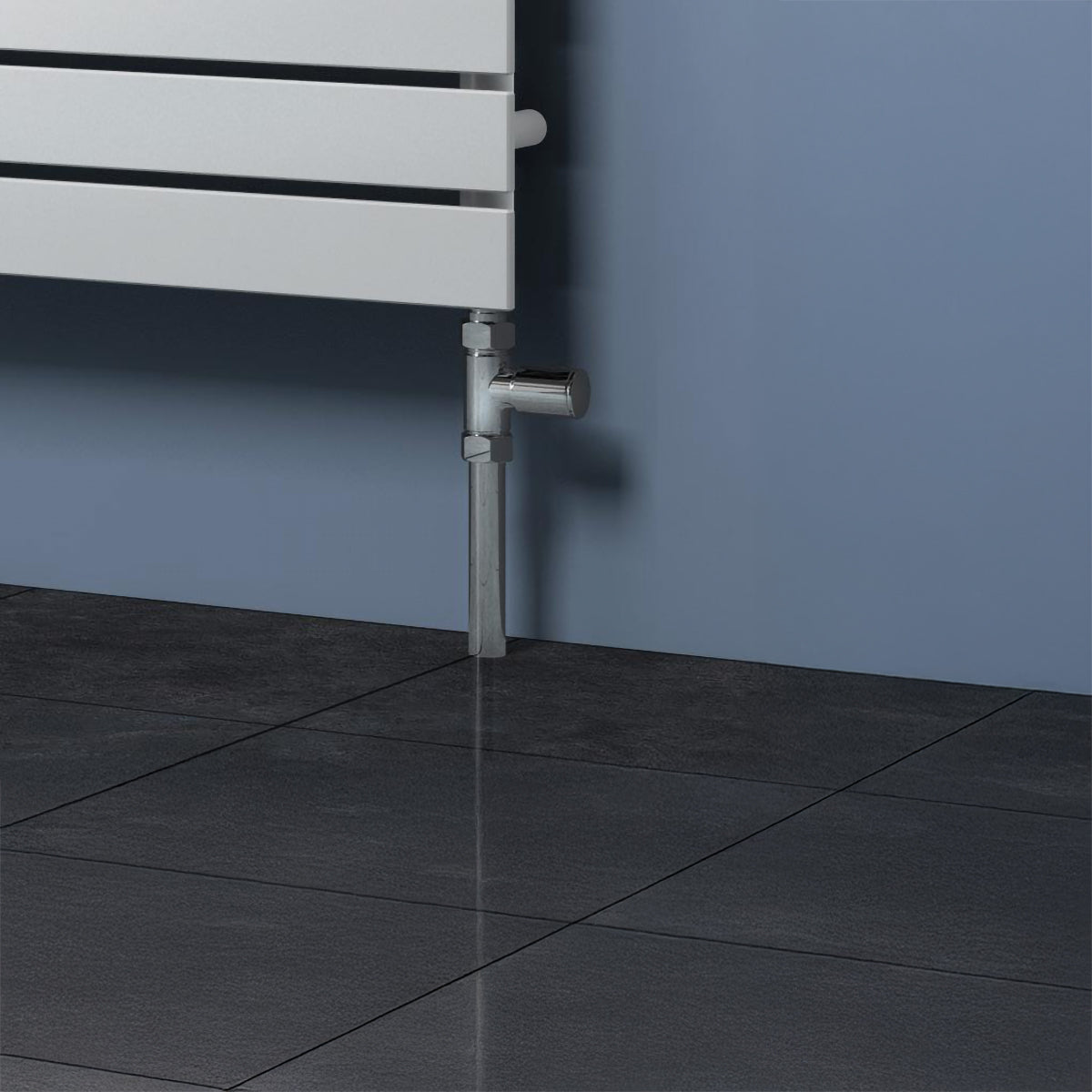 Reina Portland Straight Valves radiator room setting