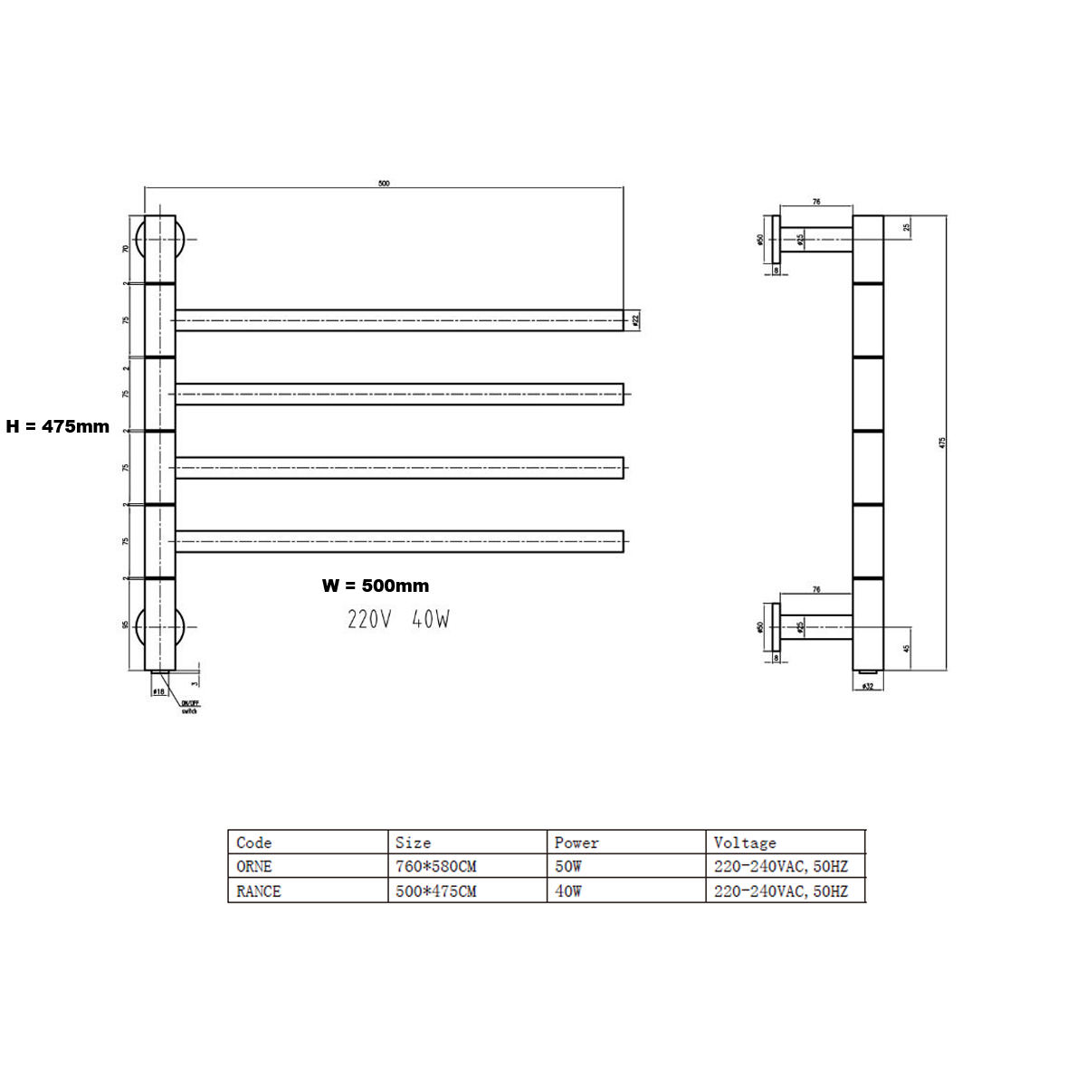 Reina Rance technical drawing