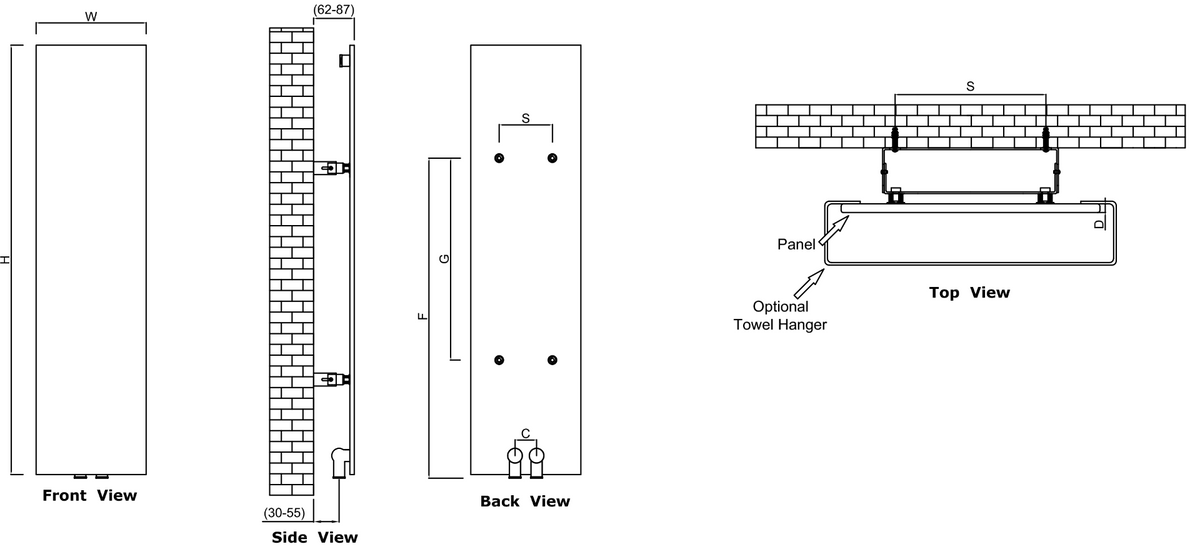 Reina Slimline Vertical technical drawing