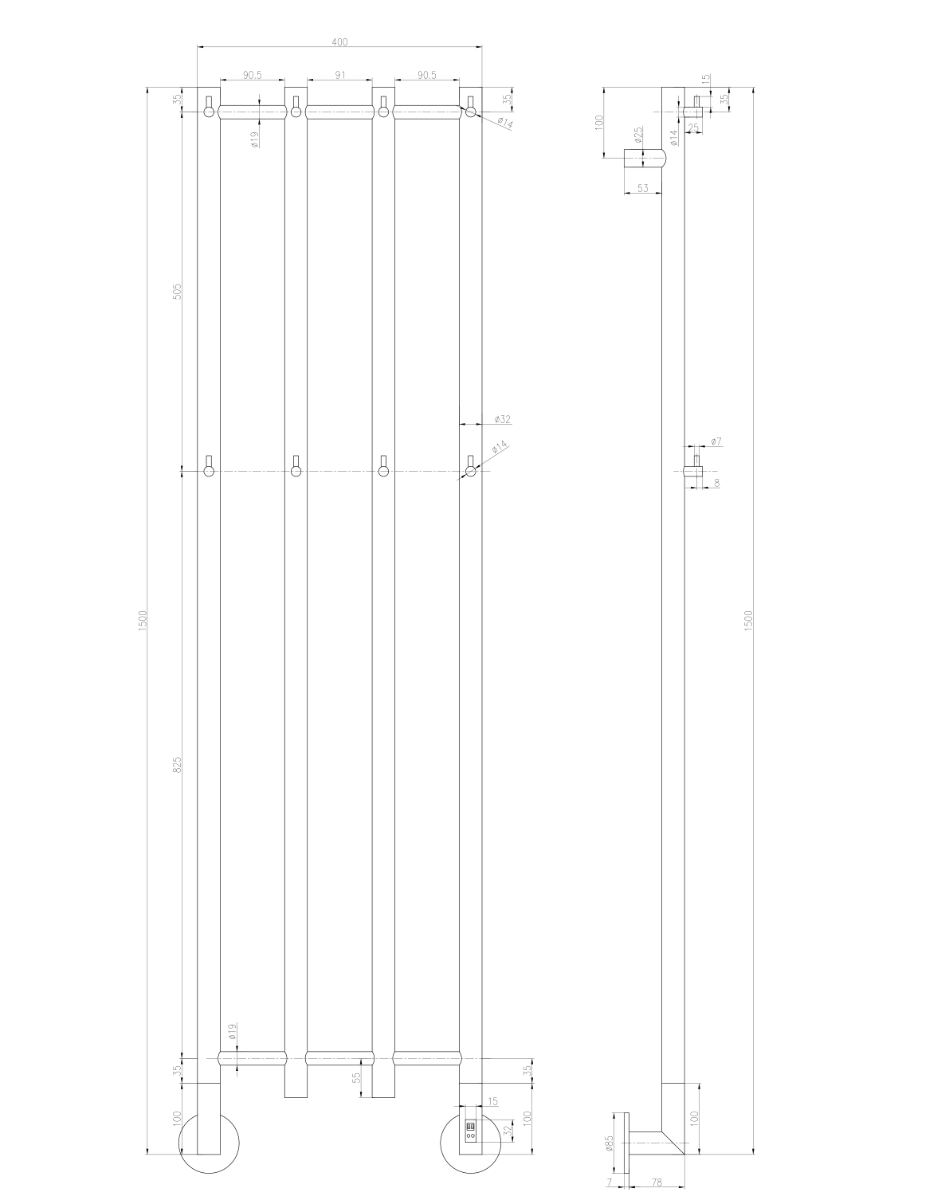Reina Solara technical drawing